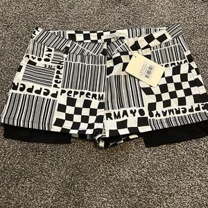 Black and white shorts